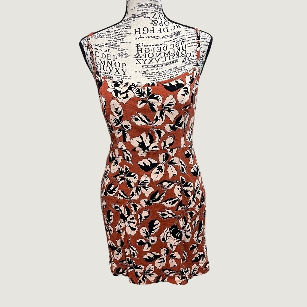 Free People Rust and‎ Black Floral Mini Dress